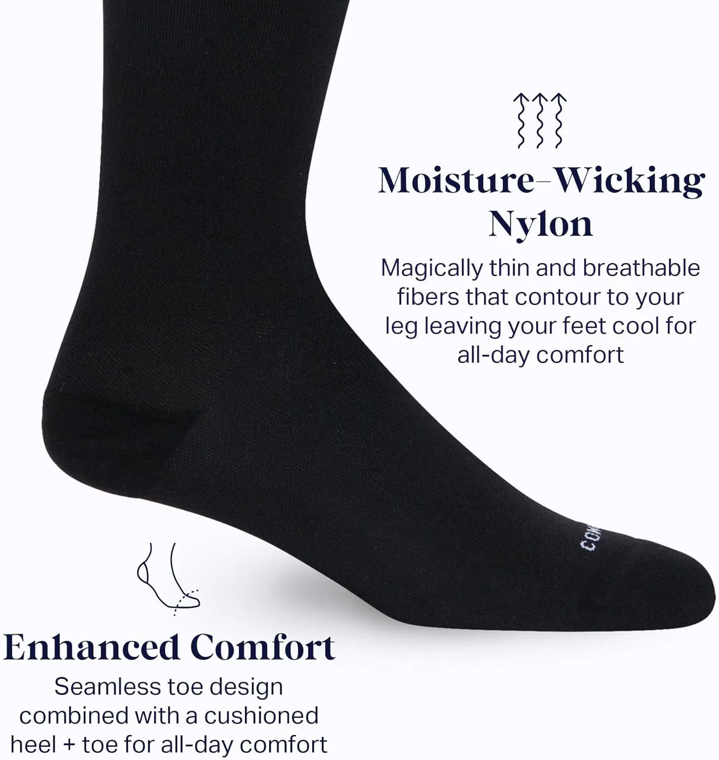 Comrad Nylon Knee High Socks - 15-20mmHg Graduated Compression Socks - Soft & Breathable Support Unisex Socks