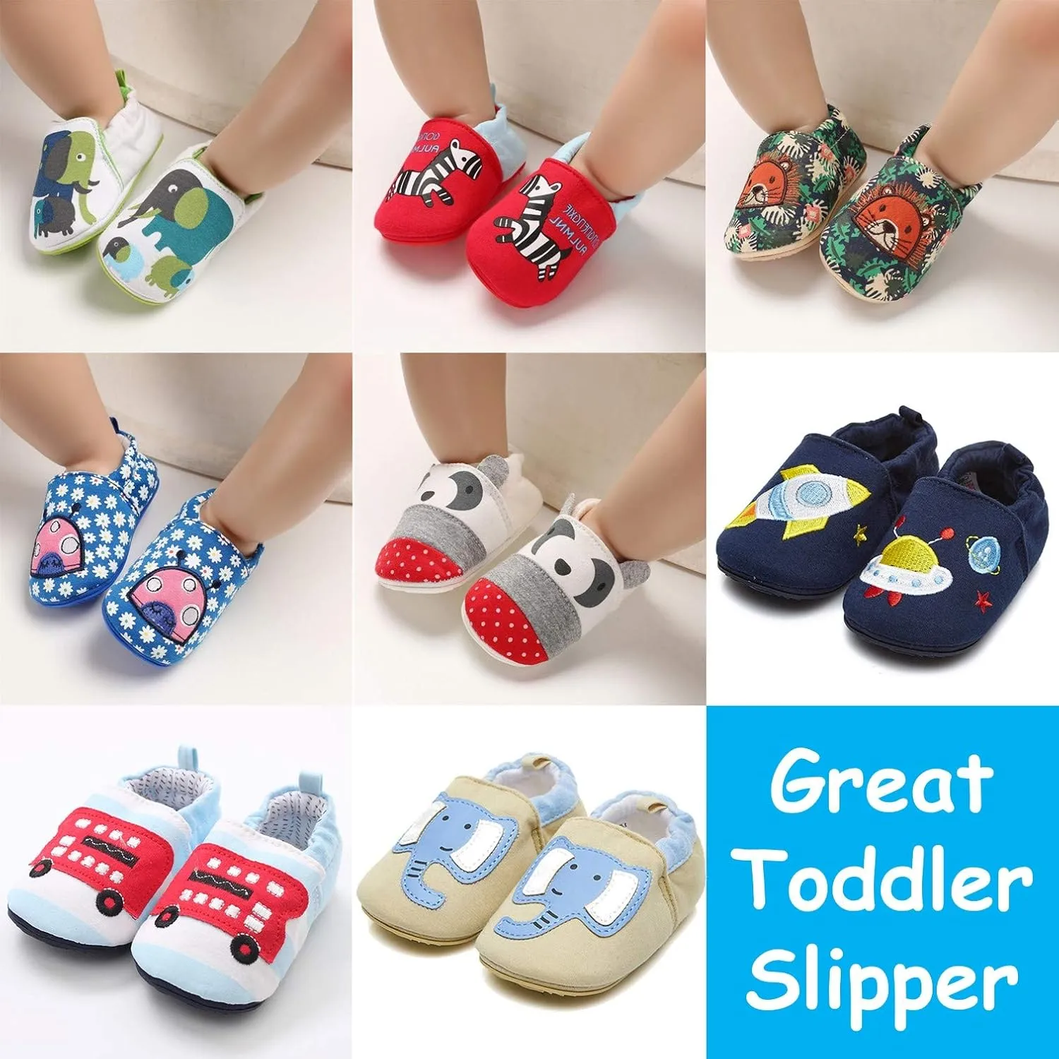 COSANKIM Infant Baby Boys Girls Slipper Soft Sole Non Skid Sneaker Moccasins Toddler First Walker Cirb House Shoes