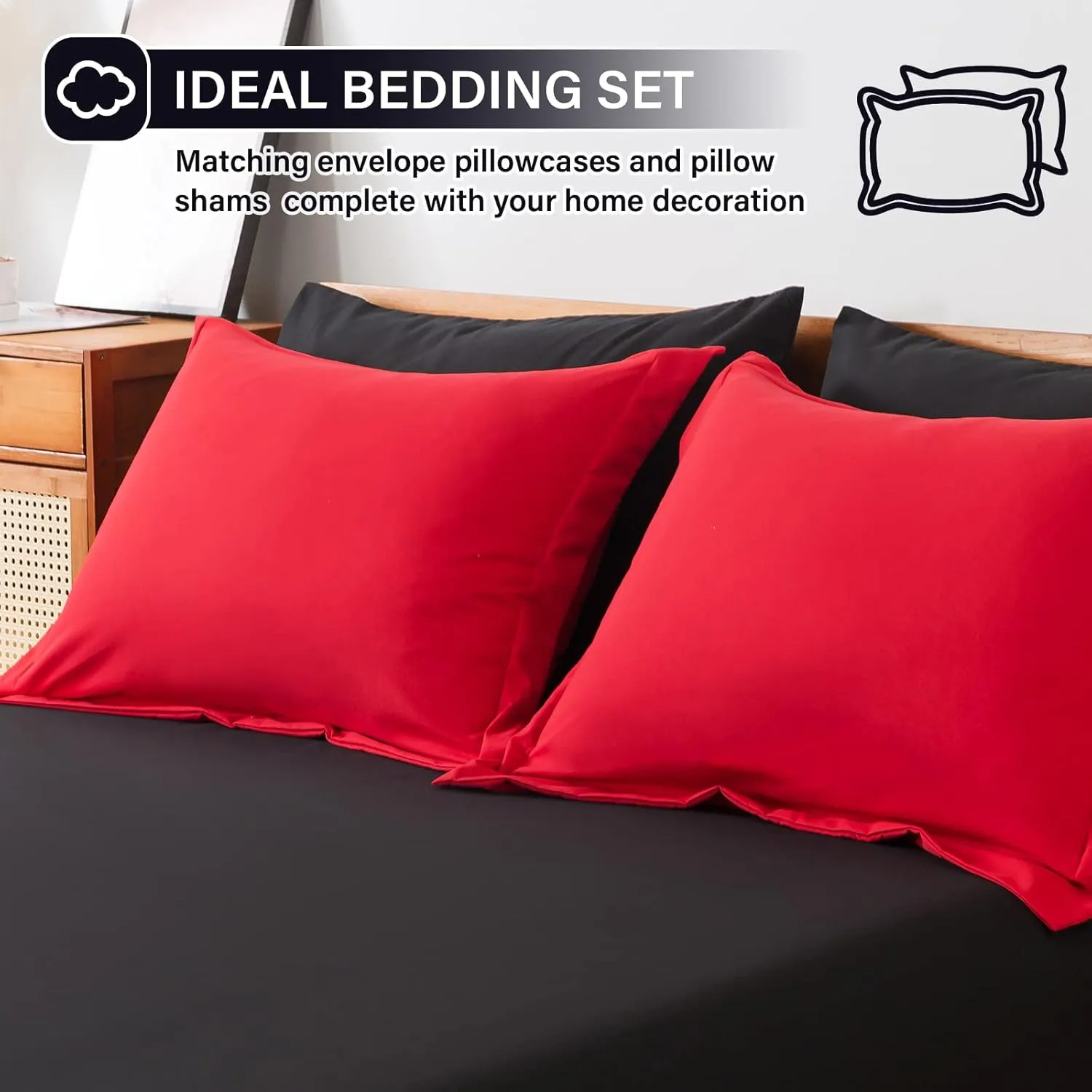 Cosybay Bed in a Bag Queen Reversible Comforter Sets 7pcs All Season Down Alternative Bedding Sets Red and Black with Comforter, Pillow Shams, Flat Sheet, Fitted Sheet and Pillowcase