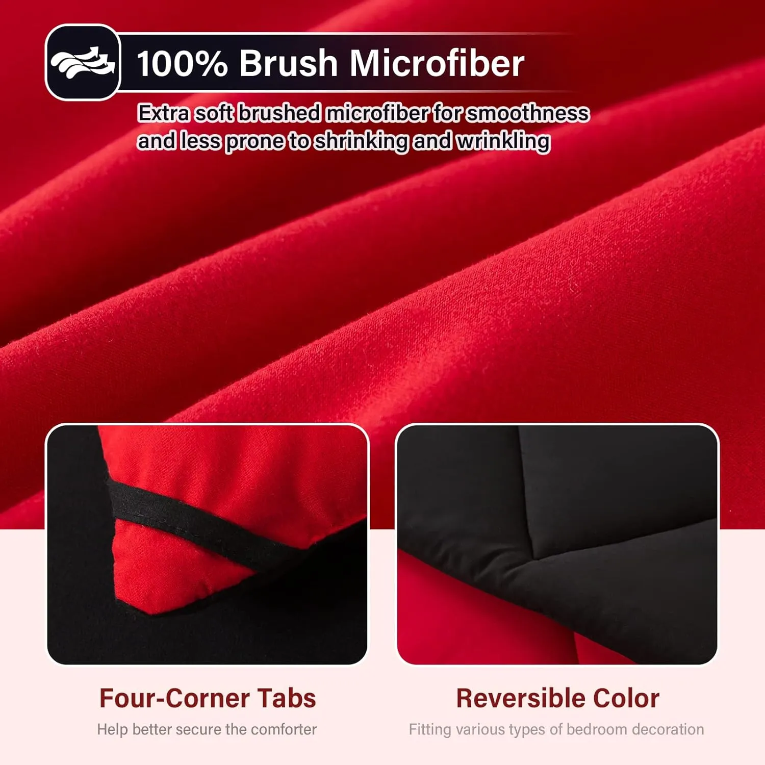 Cosybay Bed in a Bag Queen Reversible Comforter Sets 7pcs All Season Down Alternative Bedding Sets Red and Black with Comforter, Pillow Shams, Flat Sheet, Fitted Sheet and Pillowcase