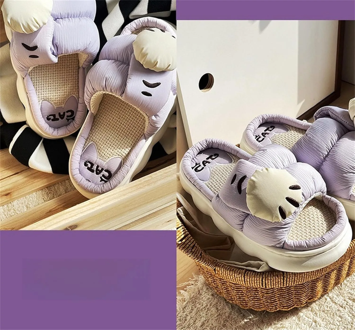Cotton and linen slippers Men's and women's home slippers Cartoon slippers Seasonal slippers