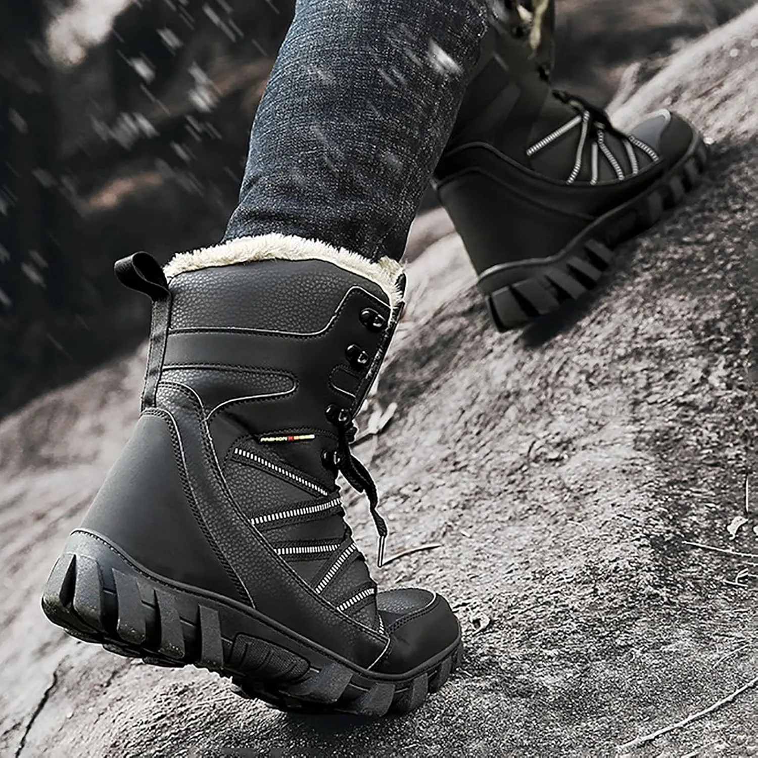 Cotton Snow Boots for Men Water Proof Insulated Mid Calf Boots Fleece Lined Warm Winter Non Slip Mens Warm Boots Size 11