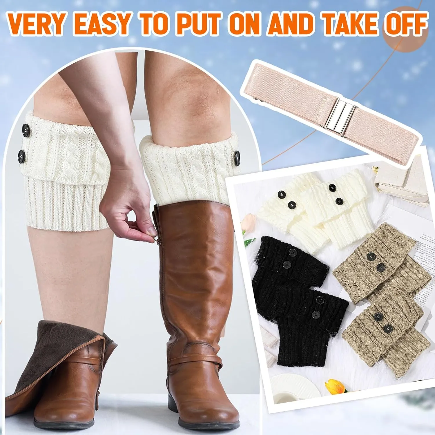 Coume 3 Pairs Women's Extra Wide Calf Boot Cuffs Plus Size Boot Toppers for Women Leg Warmer Socks Gift for Christmas Winter