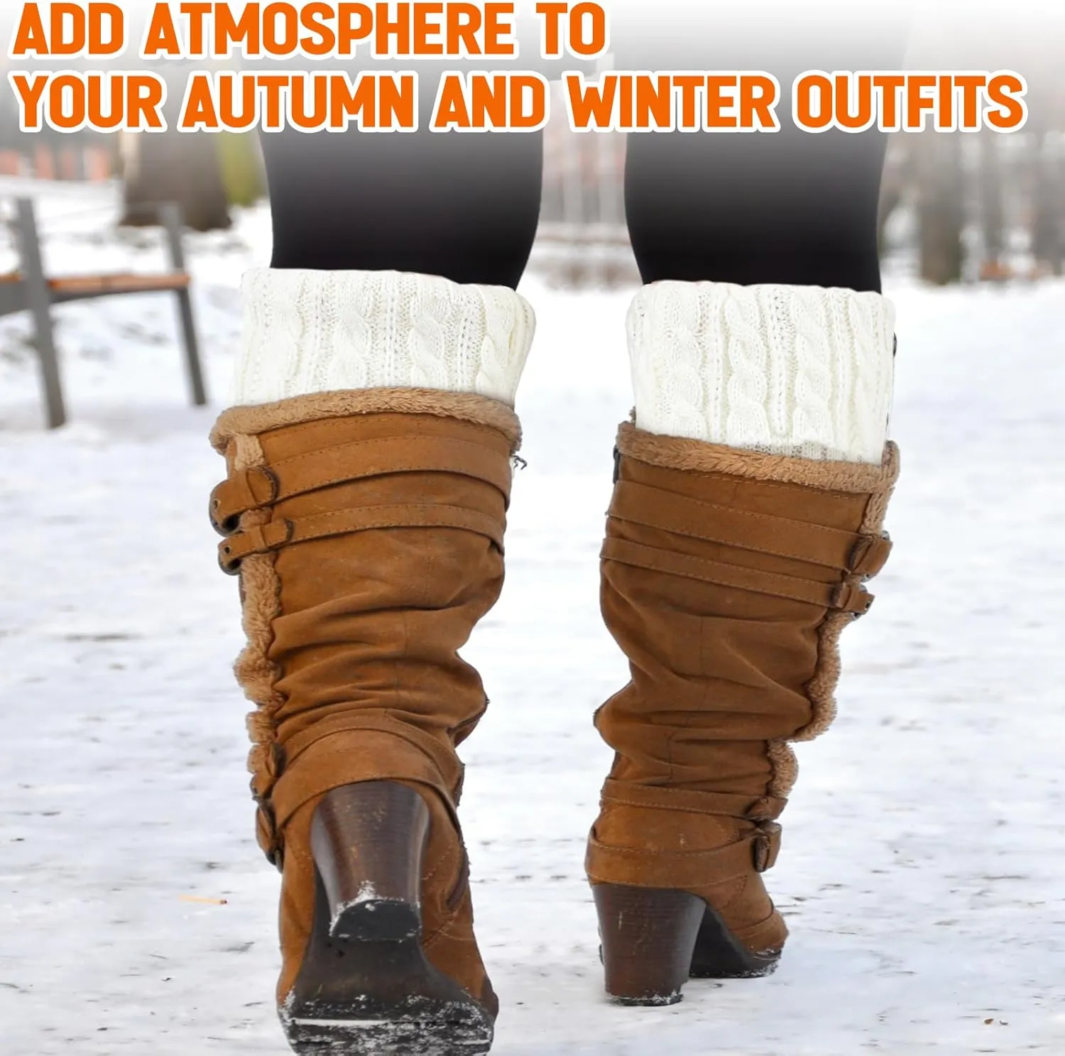 Coume 3 Pairs Women's Extra Wide Calf Boot Cuffs Plus Size Boot Toppers for Women Leg Warmer Socks Gift for Christmas Winter