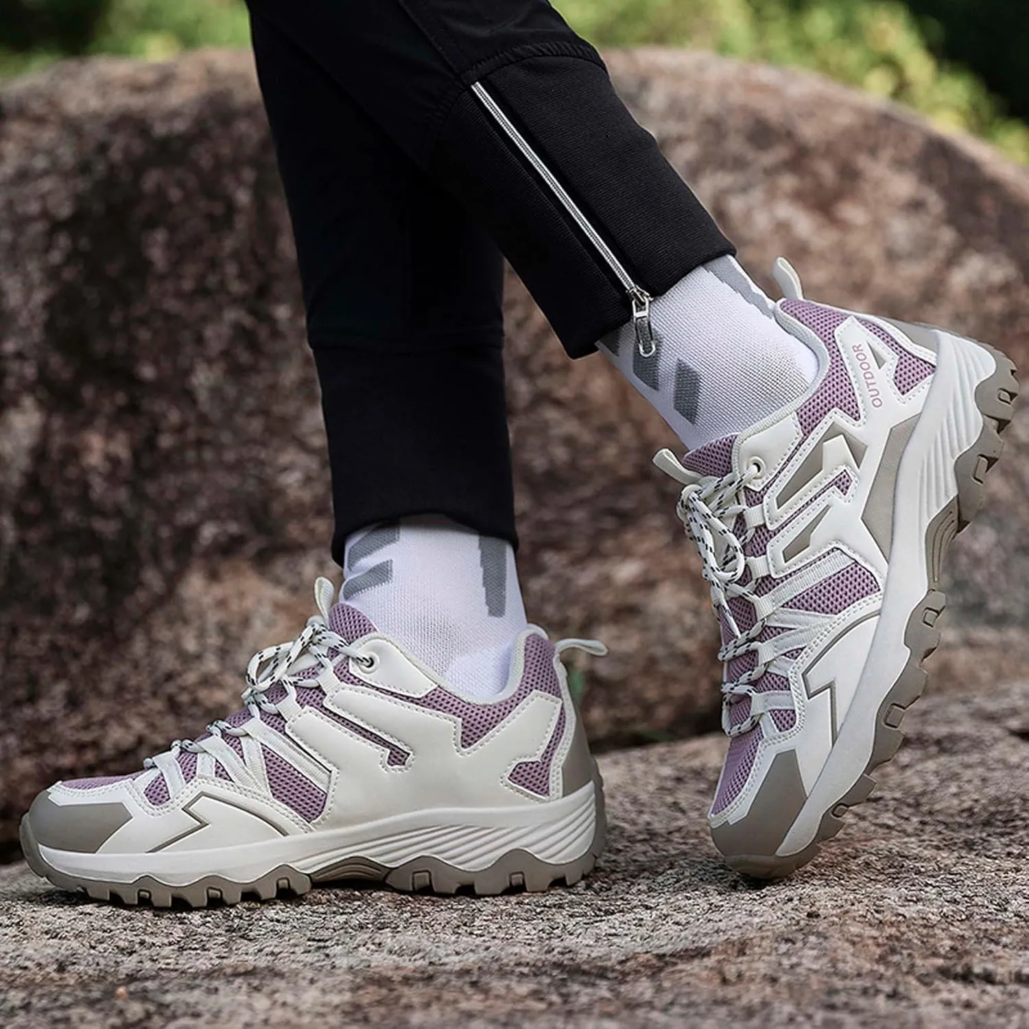 Couple Outdoor Mountaineering Boots, Muddy wading Plush Hiking Shoes, Rubber Sole Breathable Mesh Ankle Shoes, Casual and Fashionable Travel Boots, Anti Slip Sports Shoes