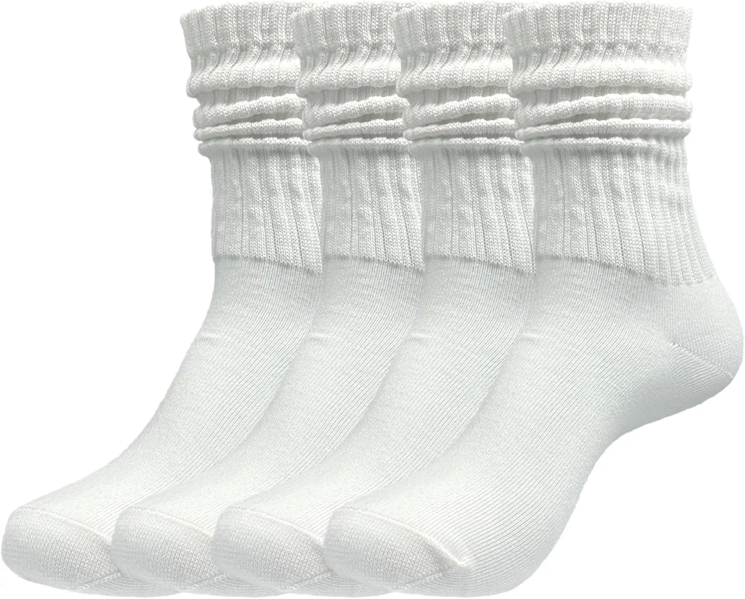 Crew Slouch Sock Unisex 4 Pairs Solid Cotton Retro Socks for Men & Women