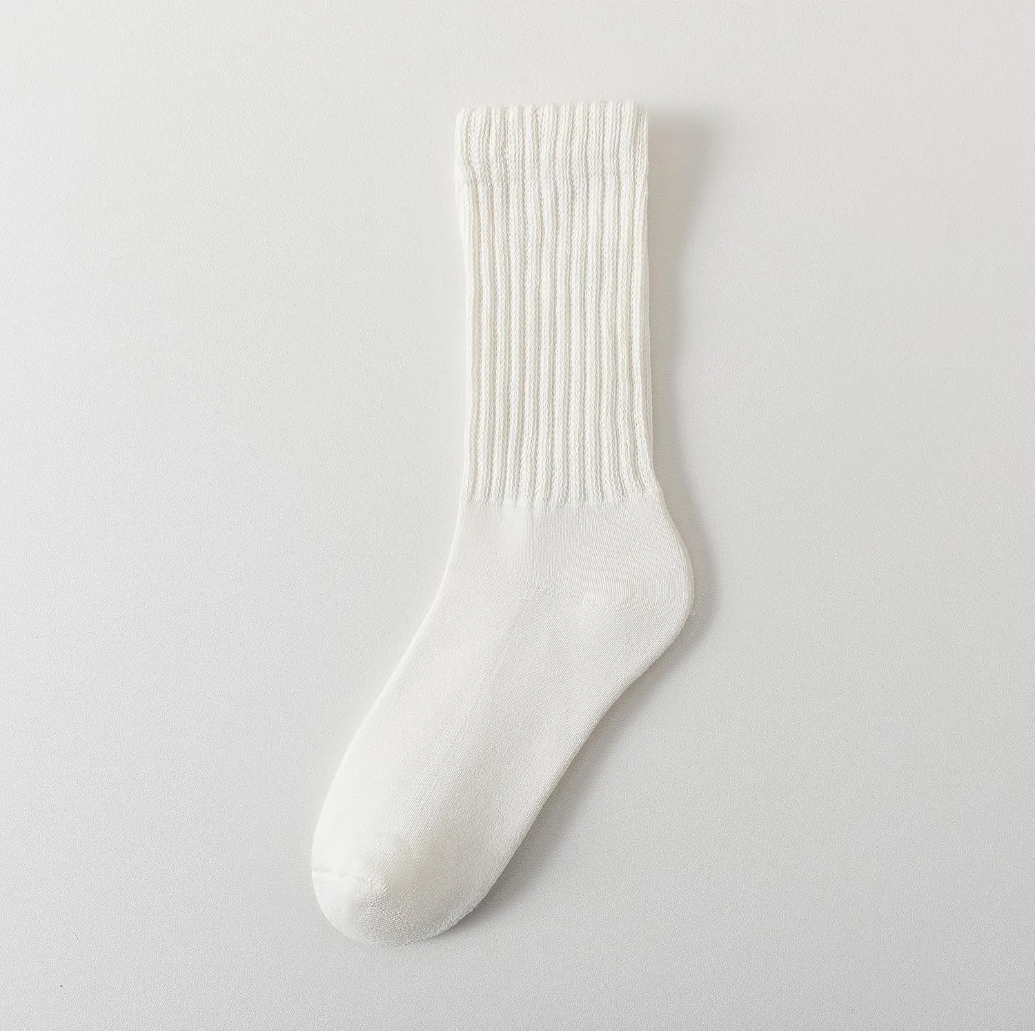 Crew Slouch Sock Unisex 4 Pairs Solid Cotton Retro Socks for Men & Women