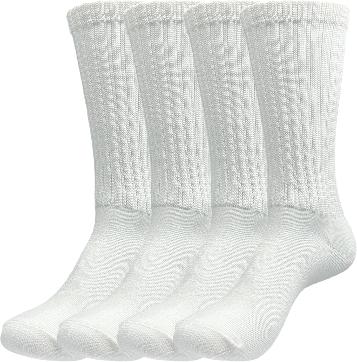 Crew Slouch Sock Unisex 4 Pairs Solid Cotton Retro Socks for Men & Women