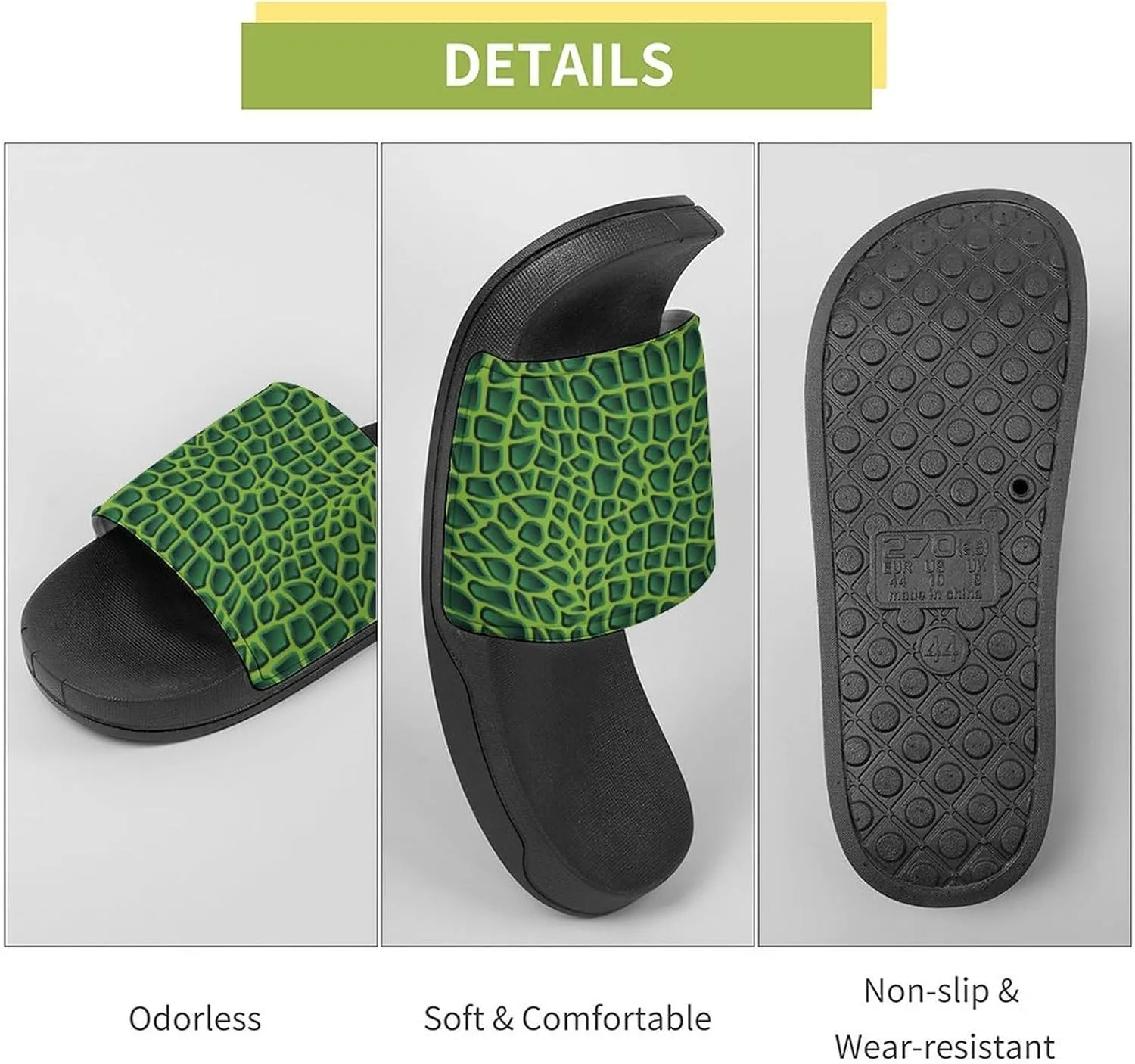 Crocodile Alligator Print House Slippers for Women Men Shower Slides Bathroom Sandals