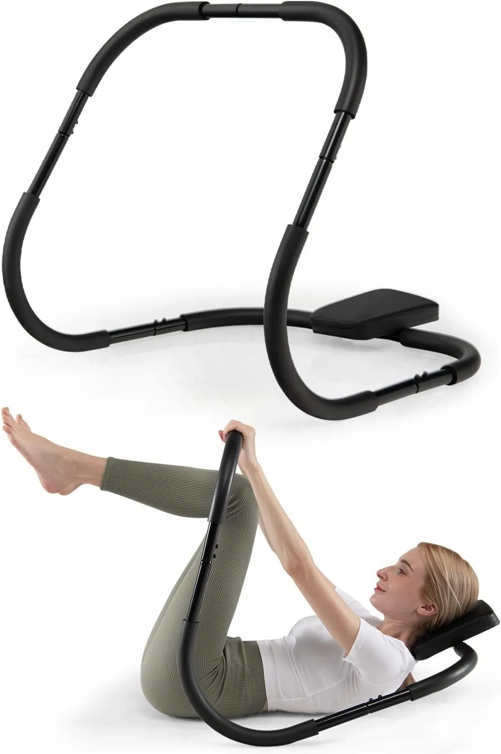 Crunches Ab Equipment, Ab Crunch Roller, Sit-Up Assistant Device, Ab Workout Machines for Home Exercise, Core Strength, Black