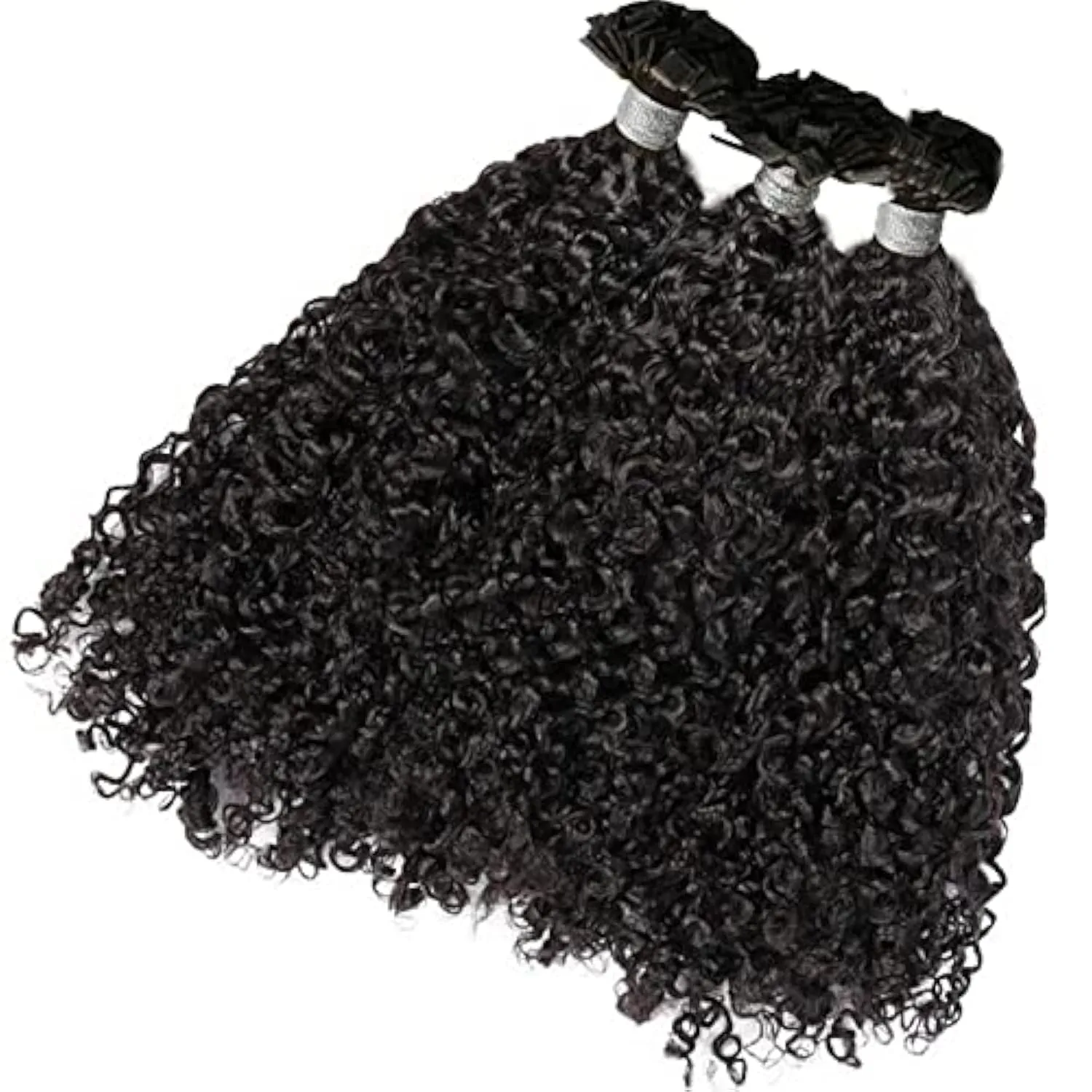 Curly Flat Tip Extensions Black Brown Human Hair U Tip Hair Extensions Pre Bonded Flat Tip Hair Extensions Balayage Keratin Flat Tip Remy Hair 100g (16inch 100 Strand, Natural Color)