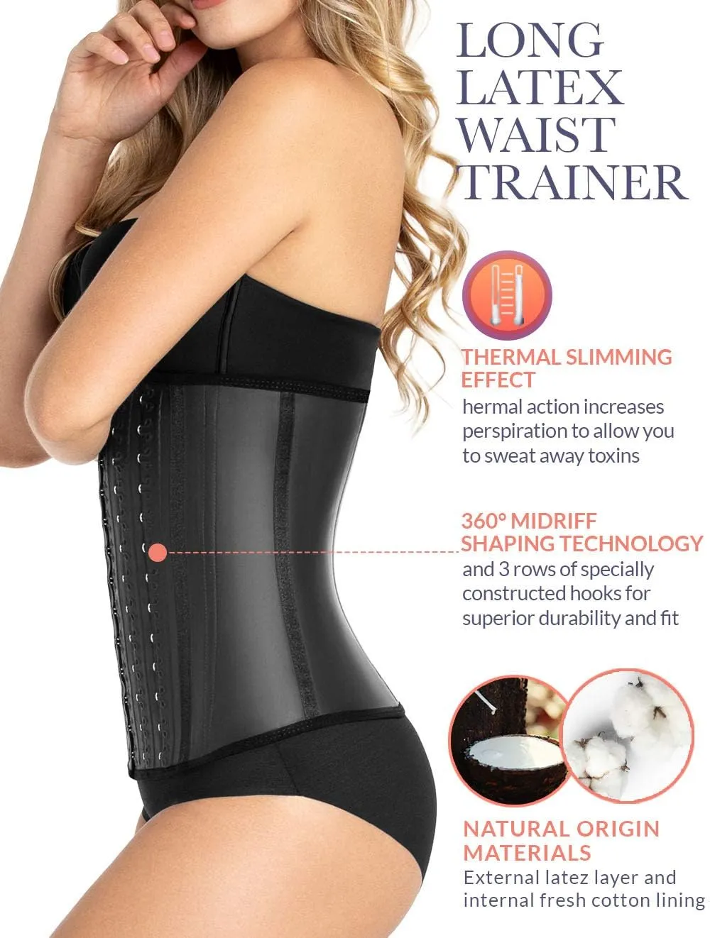 CURVEEZ Colombian Fajas - Waist Trainer Corset Shapewear for Women, Postpartum Belly Band, Tummy Control, Body Shaper