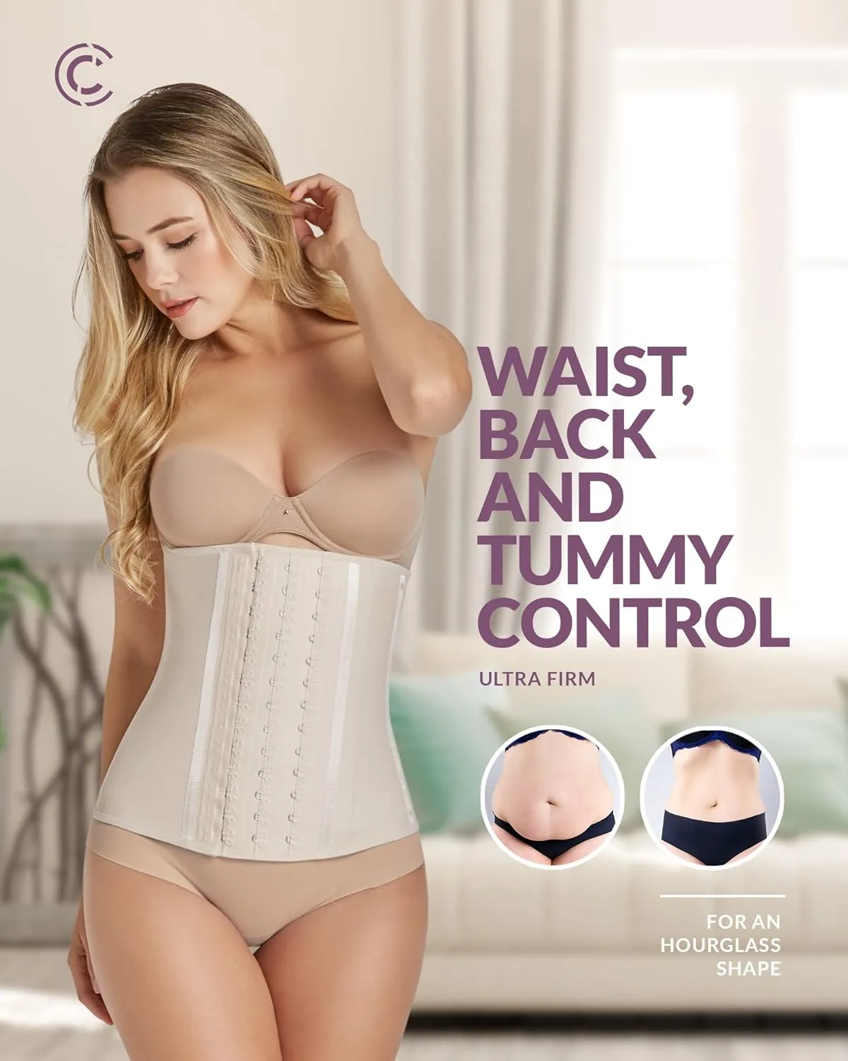 CURVEEZ Colombian Fajas - Waist Trainer Corset Shapewear for Women, Postpartum Belly Band, Tummy Control, Body Shaper