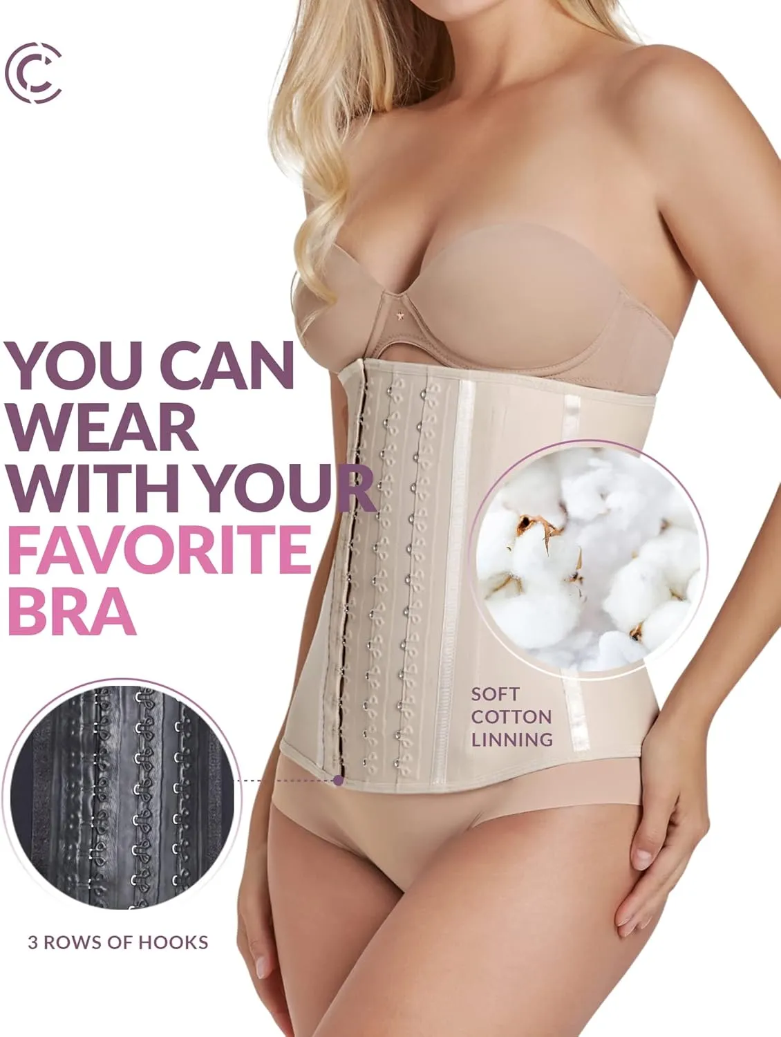 CURVEEZ Colombian Fajas - Waist Trainer Corset Shapewear for Women, Postpartum Belly Band, Tummy Control, Body Shaper