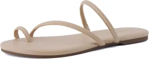 CUSHIONAIRE Resort Women’s Minimalist Strappy Sandals – Lightweight Summer Flat Sandals with Cushioned Footbed