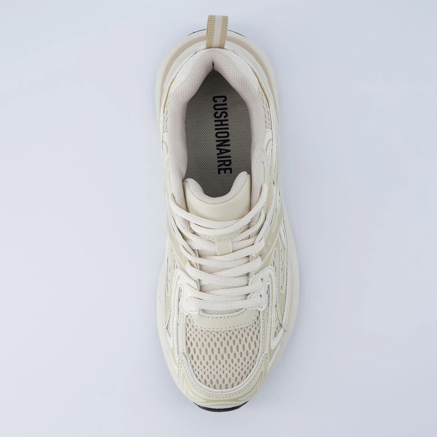 CUSHIONAIRE Sonic Women’s Comfortable Casual Walking Sneakers – Fabric & Vegan Leather Lace-Up Trainer   Memory Foam