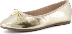 CUSHIONAIRE Women's Dove Bling Bow Flat with  Memory Foam, Wide Widths Available
