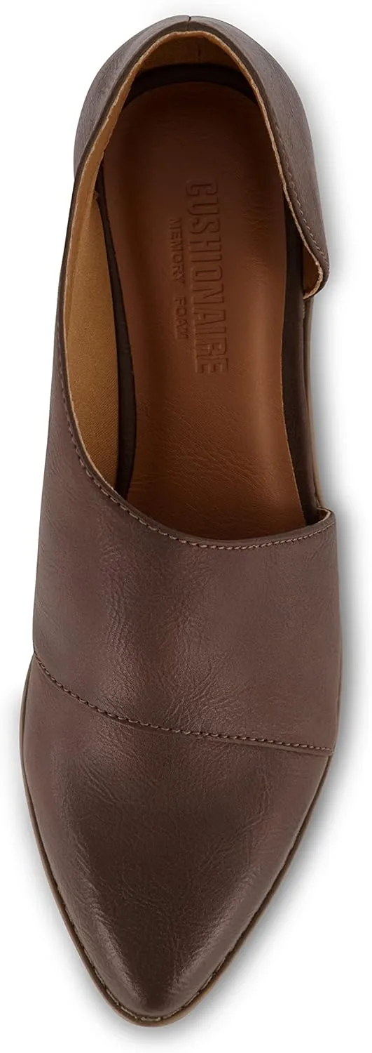 CUSHIONAIRE Women's Puck Side Cut Out Flat  Memory Foam and Wide Widths Available