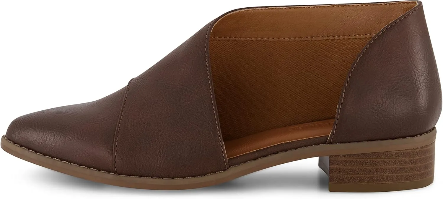 CUSHIONAIRE Women's Puck Side Cut Out Flat  Memory Foam and Wide Widths Available