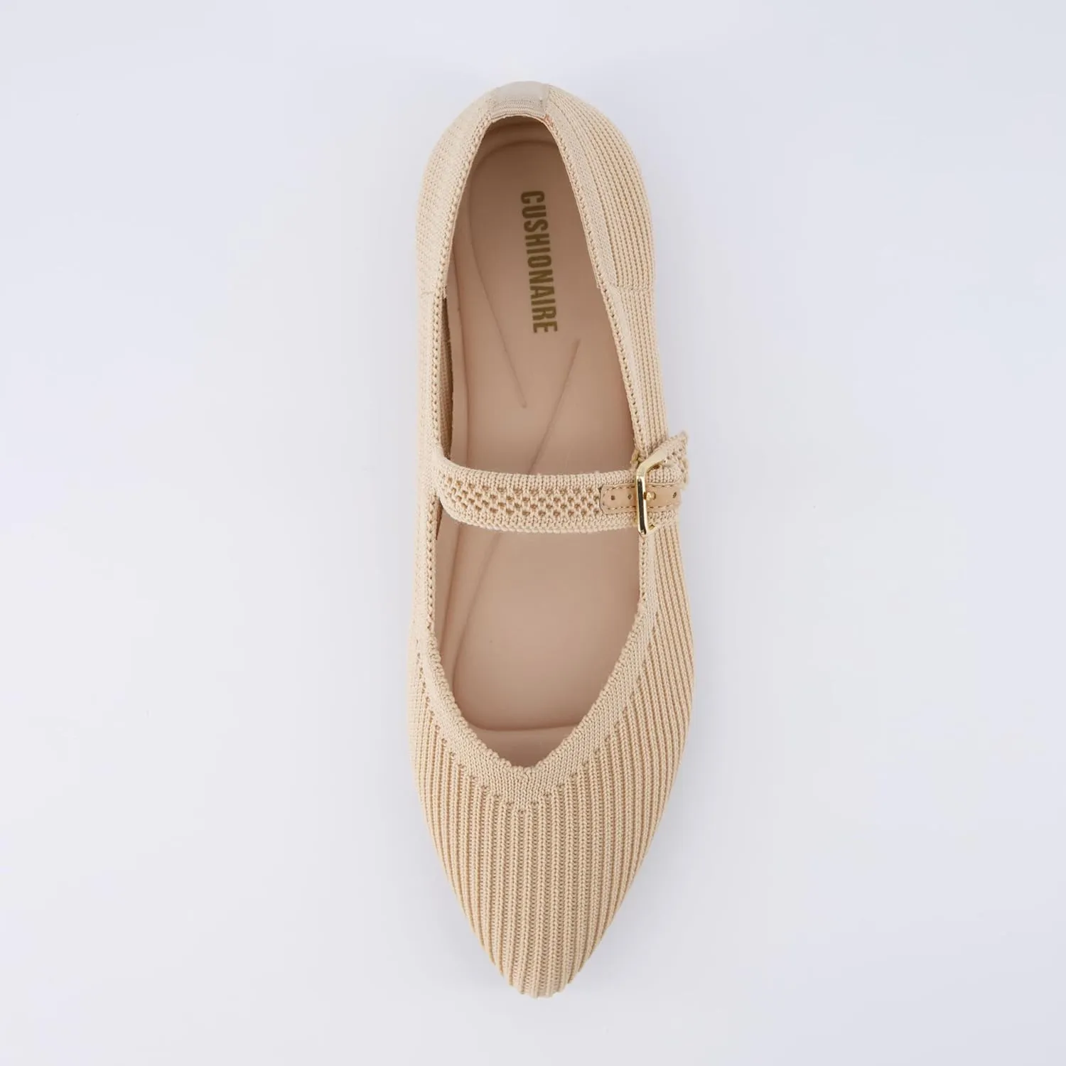 CUSHIONAIRE Women's Sonnet Mary Jane Knit Flat with  Memory Foam, Wide Widths Available