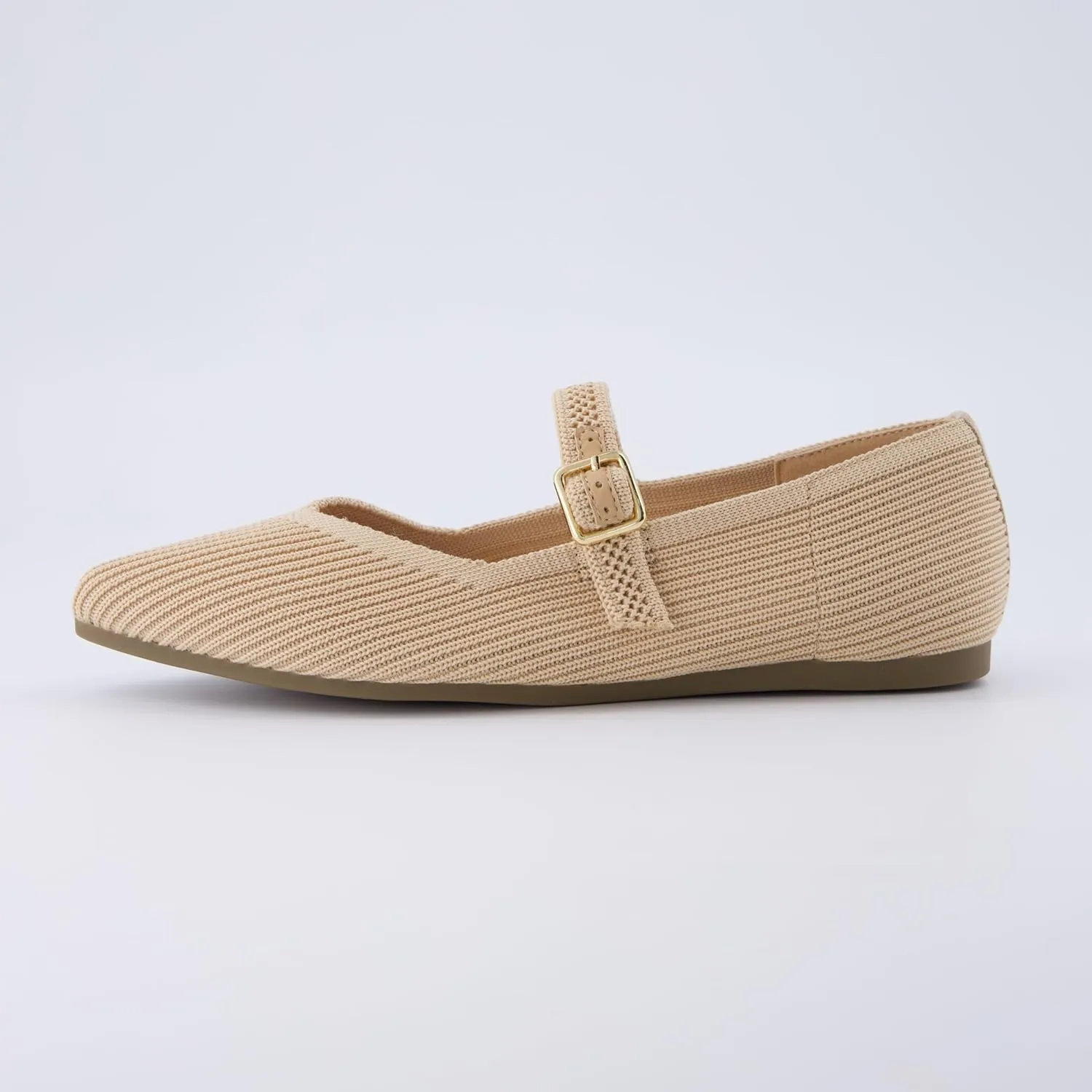 CUSHIONAIRE Women's Sonnet Mary Jane Knit Flat with  Memory Foam, Wide Widths Available