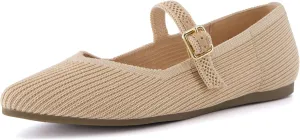 CUSHIONAIRE Women's Sonnet Mary Jane Knit Flat with  Memory Foam, Wide Widths Available