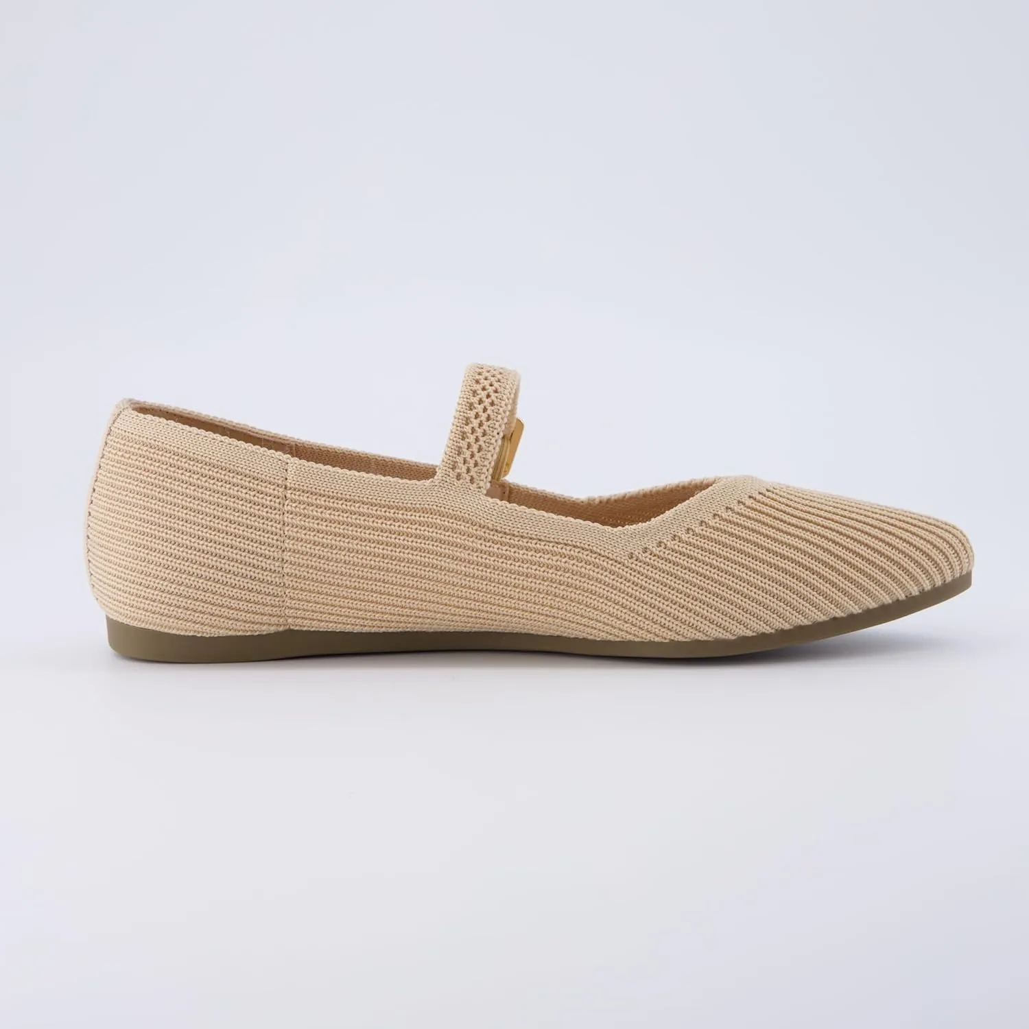 CUSHIONAIRE Women's Sonnet Mary Jane Knit Flat with  Memory Foam, Wide Widths Available