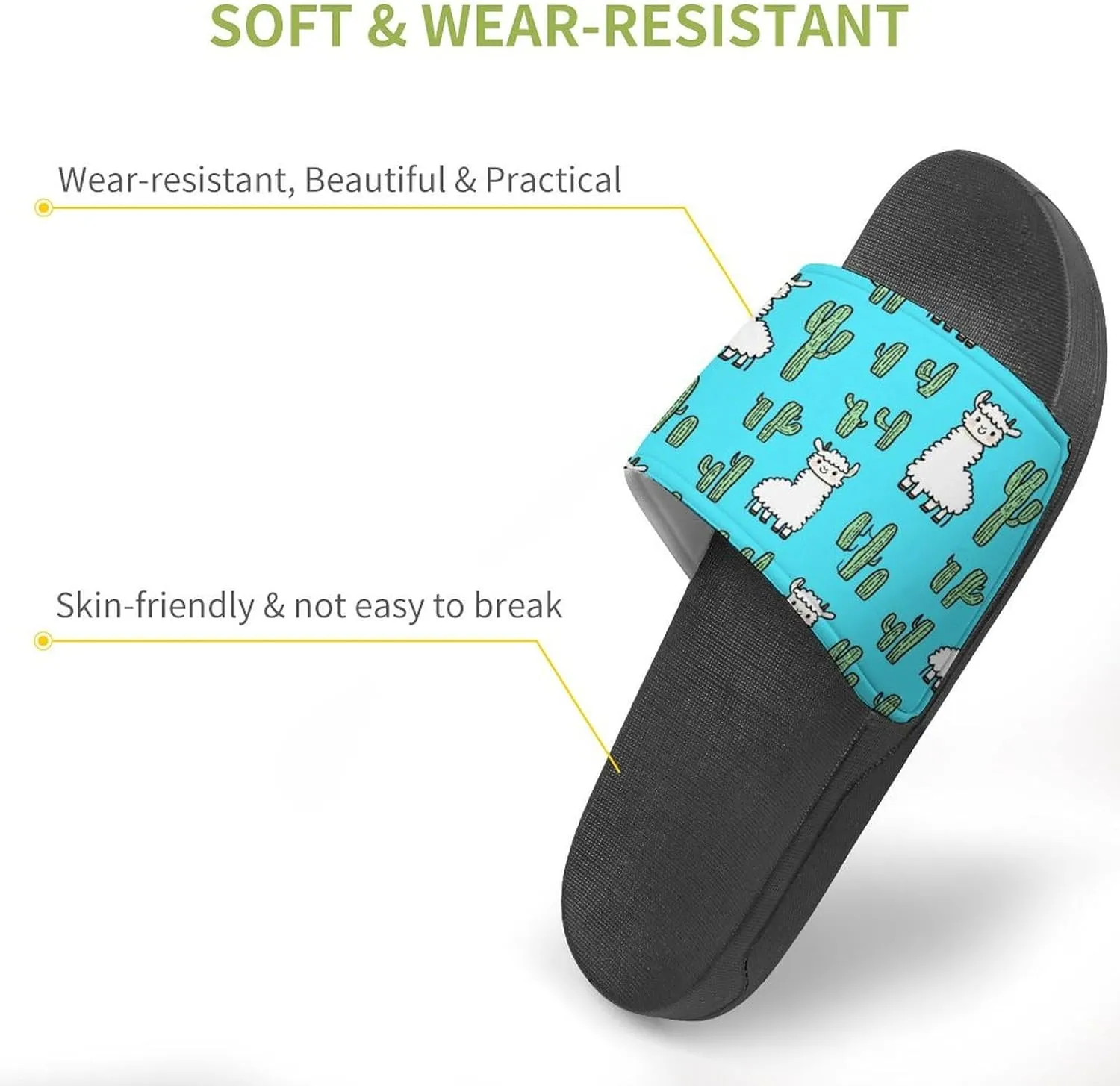 Cute Alpacas Cactus Llamas Shower Sandals Home Slippers Non-Slip Quick Drying Beach Bathroom Slipper