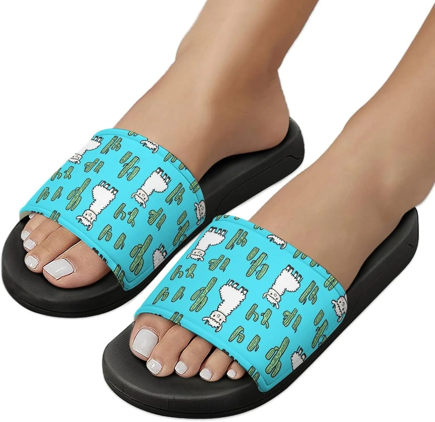 Cute Alpacas Cactus Llamas Shower Sandals Home Slippers Non-Slip Quick Drying Beach Bathroom Slipper