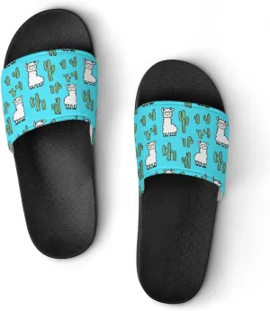 Cute Alpacas Cactus Llamas Shower Sandals Home Slippers Non-Slip Quick Drying Beach Bathroom Slipper