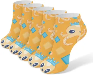 Cute Octopuses Ankle No Show Socks Soft Loafer Socks Low Cut Non Slip Flat Sock 5 PC