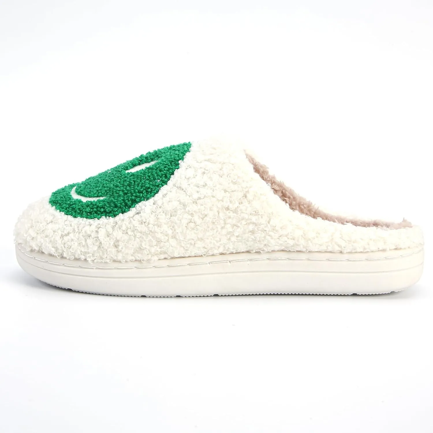 Cute Smile Face Slippers for Women and Men,Soft Plush Comfy Warm Couple Slip-On House Happy Face Slippers For Winter Indoor Outdoor Smile Slippers Non-slip Fuzzy Flat Slides
