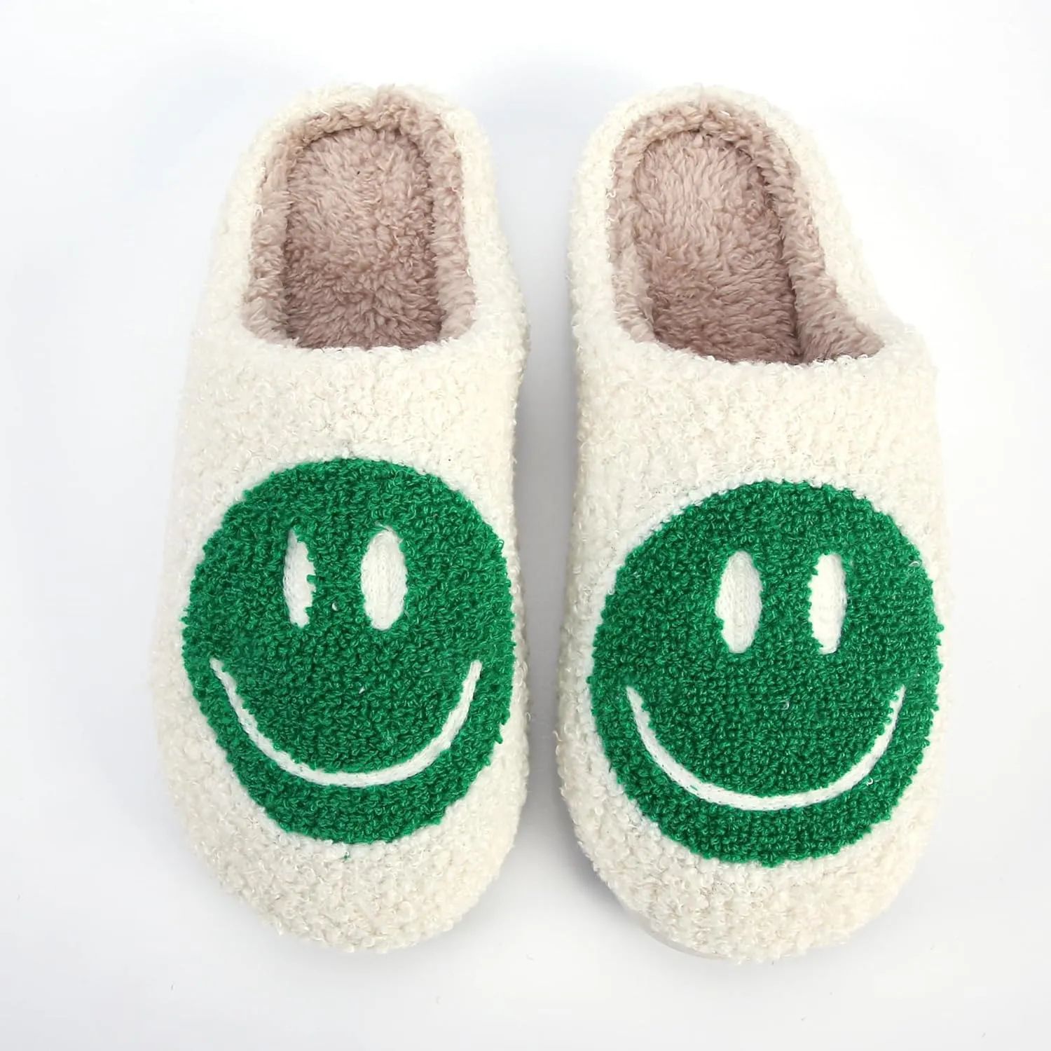 Cute Smile Face Slippers for Women and Men,Soft Plush Comfy Warm Couple Slip-On House Happy Face Slippers For Winter Indoor Outdoor Smile Slippers Non-slip Fuzzy Flat Slides