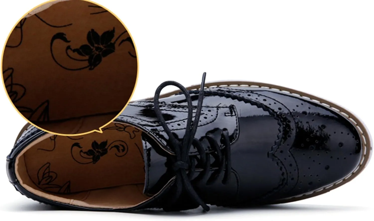DADAWEN Women's Platform Lace-Up Wingtips Square Toe Oxfords Shoe