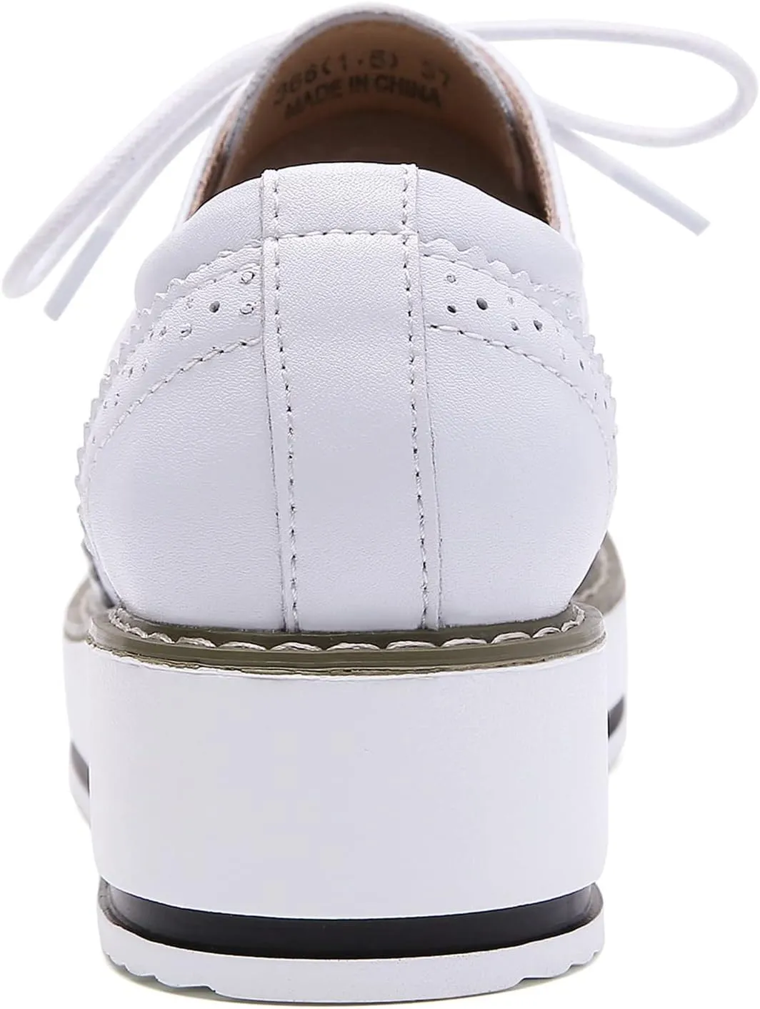 DADAWEN Women's Platform Lace-Up Wingtips Square Toe Oxfords Shoe