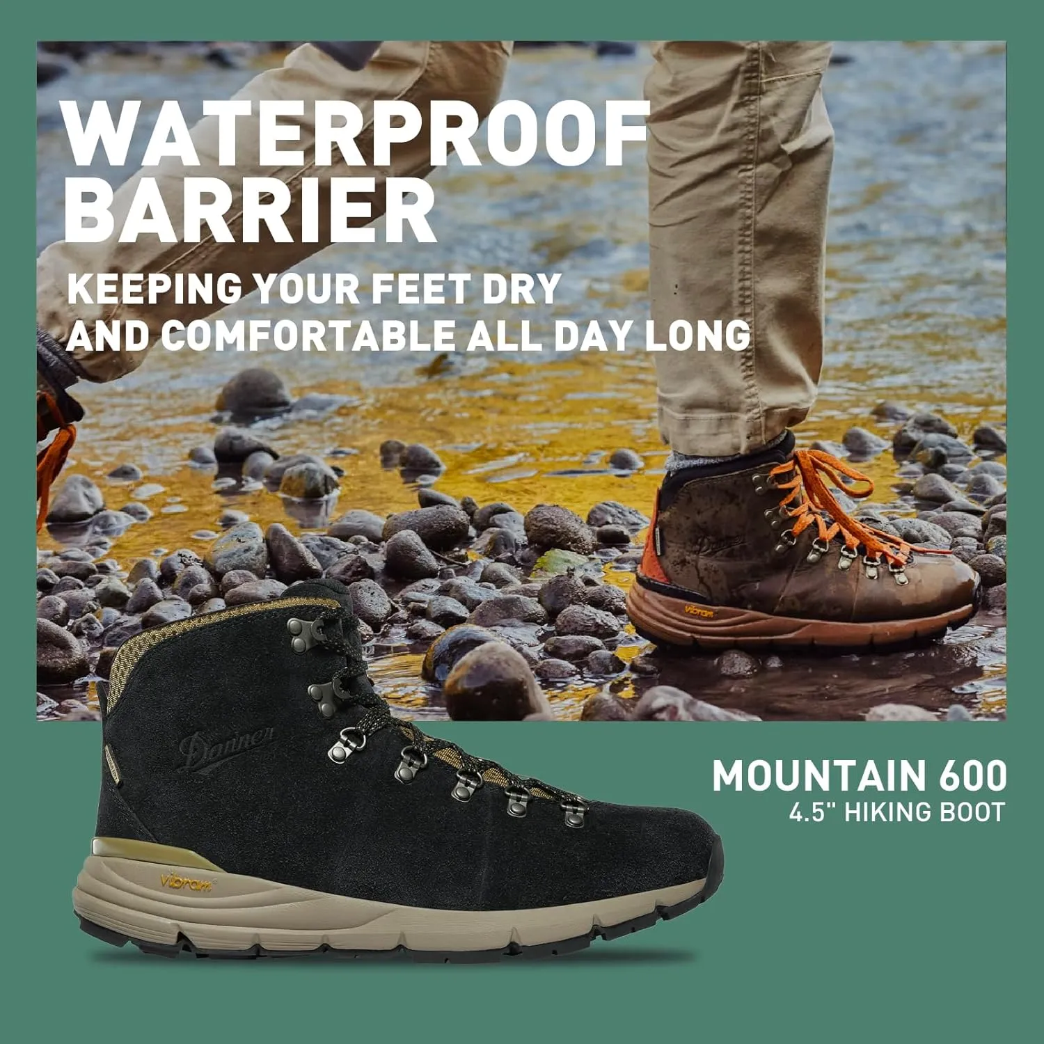 Danner Mountain 600 Waterproof Hiking Boots for Men - Lightweight, Durable Upper, Breathable Lining, Triple-Density Footbed & Vibram Traction Outsole