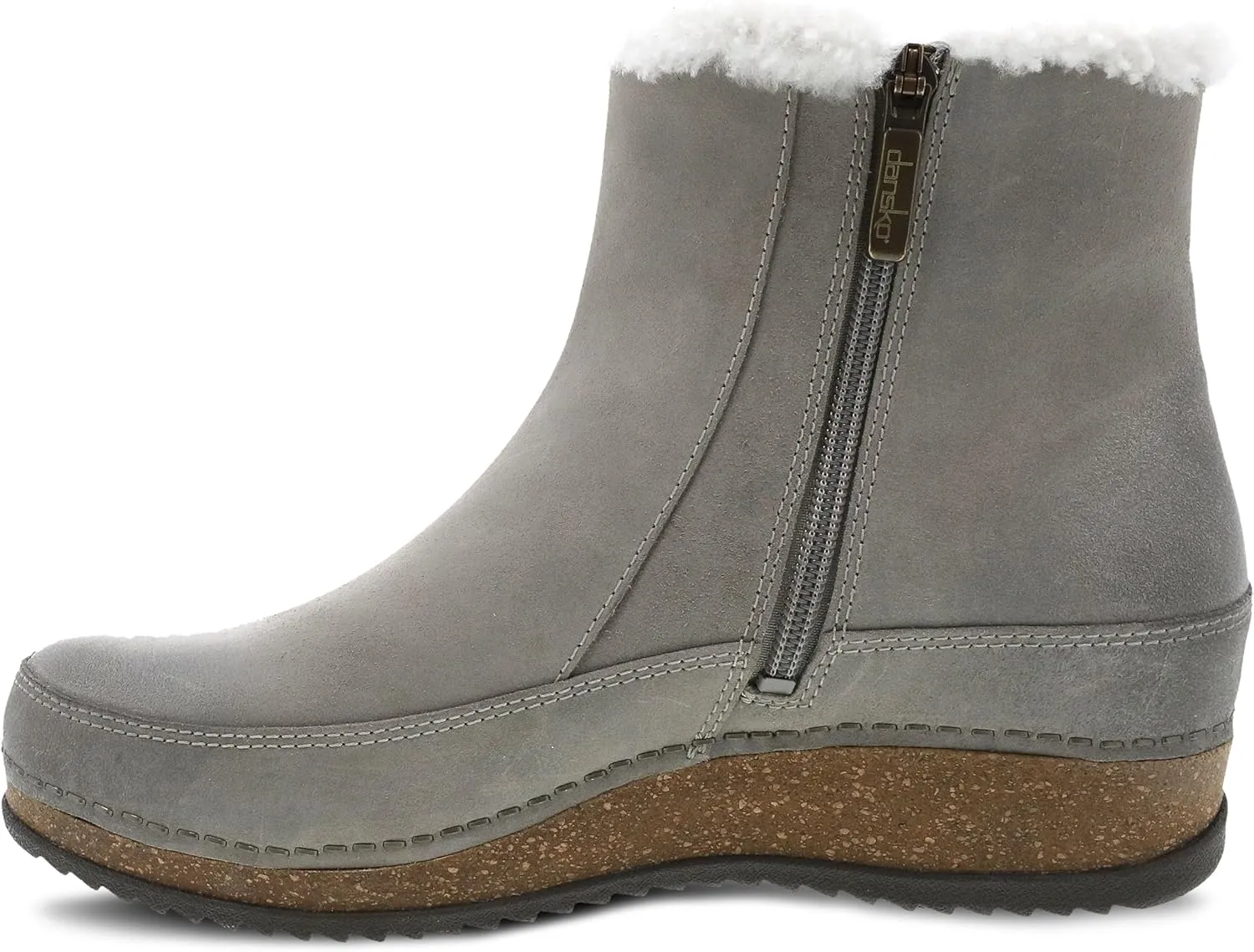 Dansko Women's Mitzy Boot - Lightweight Outsole and Durable, Comfortable Ride on Patented Stapled Construction - Faux Fur Collar and Inside Zip