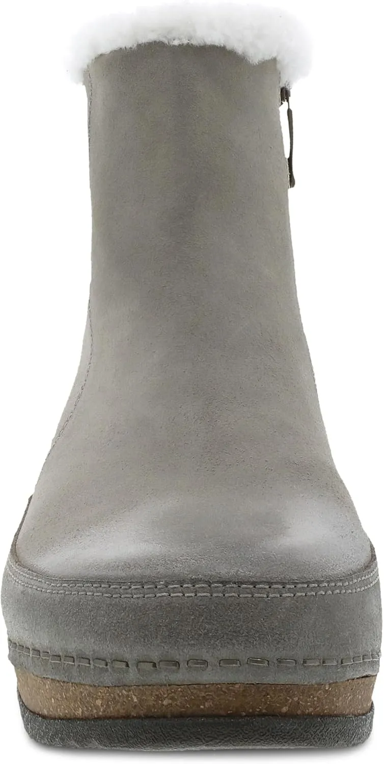 Dansko Women's Mitzy Boot - Lightweight Outsole and Durable, Comfortable Ride on Patented Stapled Construction - Faux Fur Collar and Inside Zip