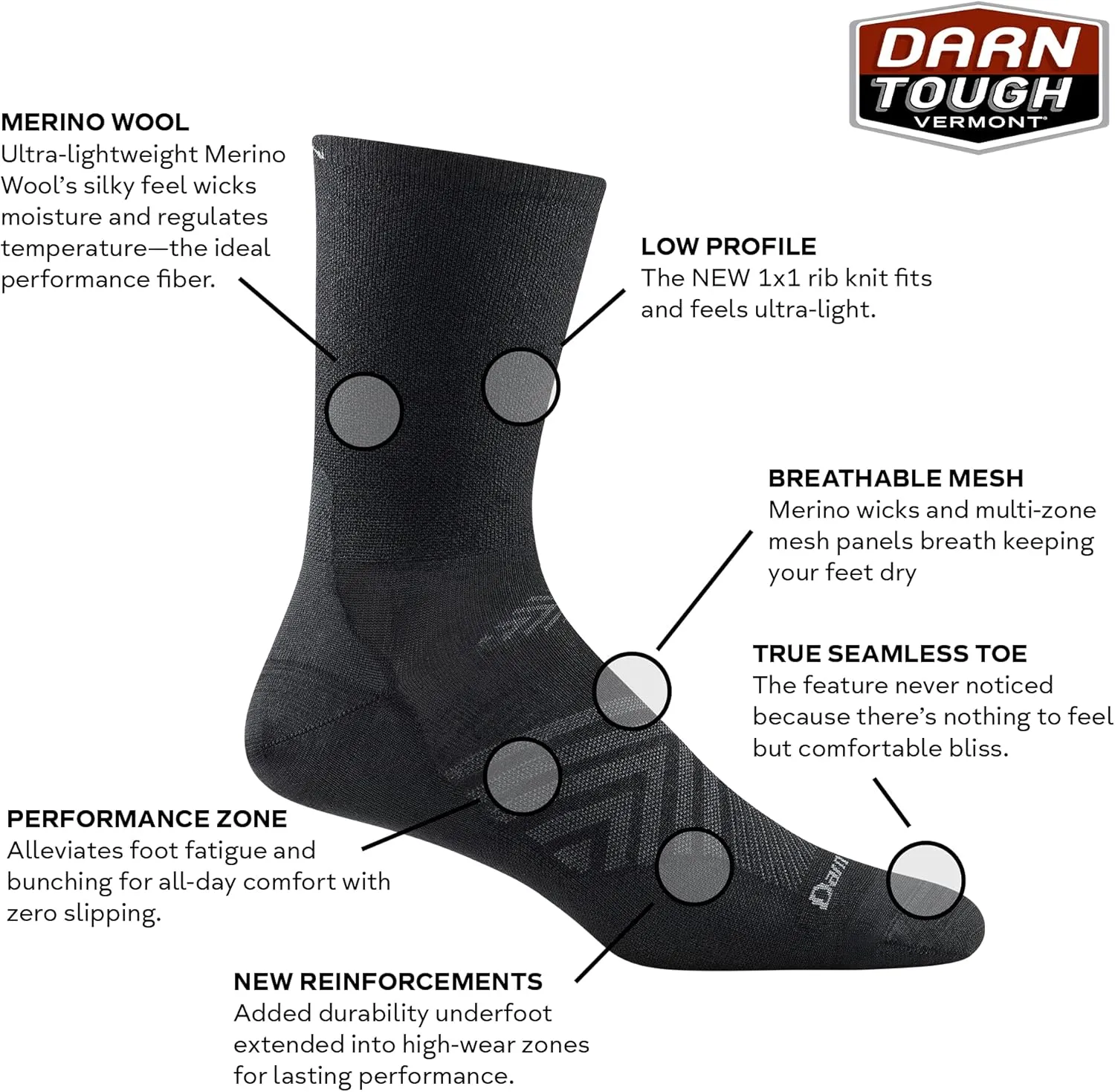 Darn Tough Men's Micro Crew Ultra-Lightweight Run Sock (Style 1035) -