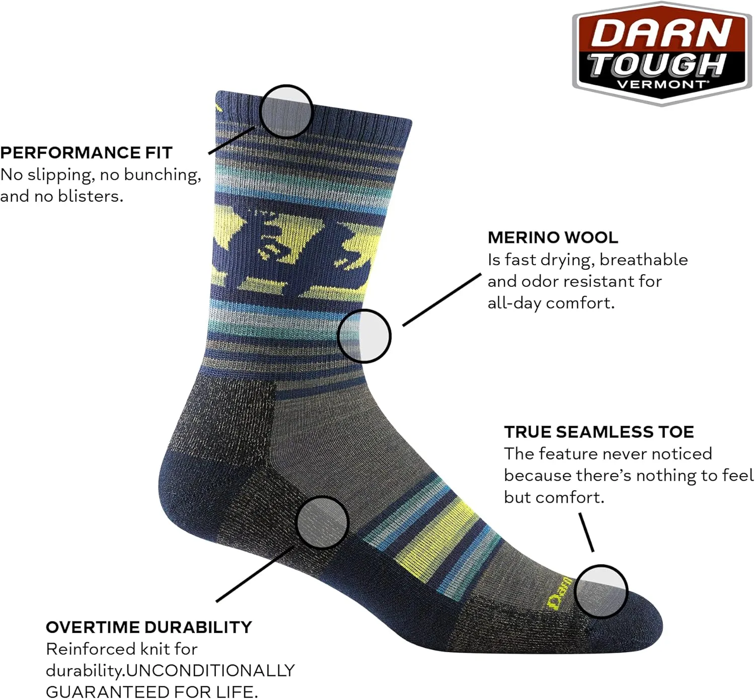 Darn Tough Men's Willoughby Micro Crew Lightweight with Cushion Sock (Style 5003)