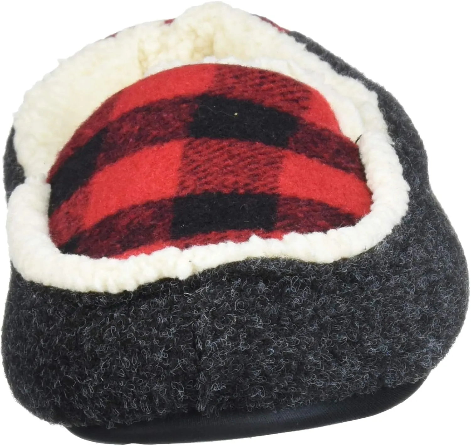 Dearfoams Kids' Hunter Felted Plaid Moccasin Slipper