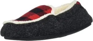 Dearfoams Kids' Hunter Felted Plaid Moccasin Slipper