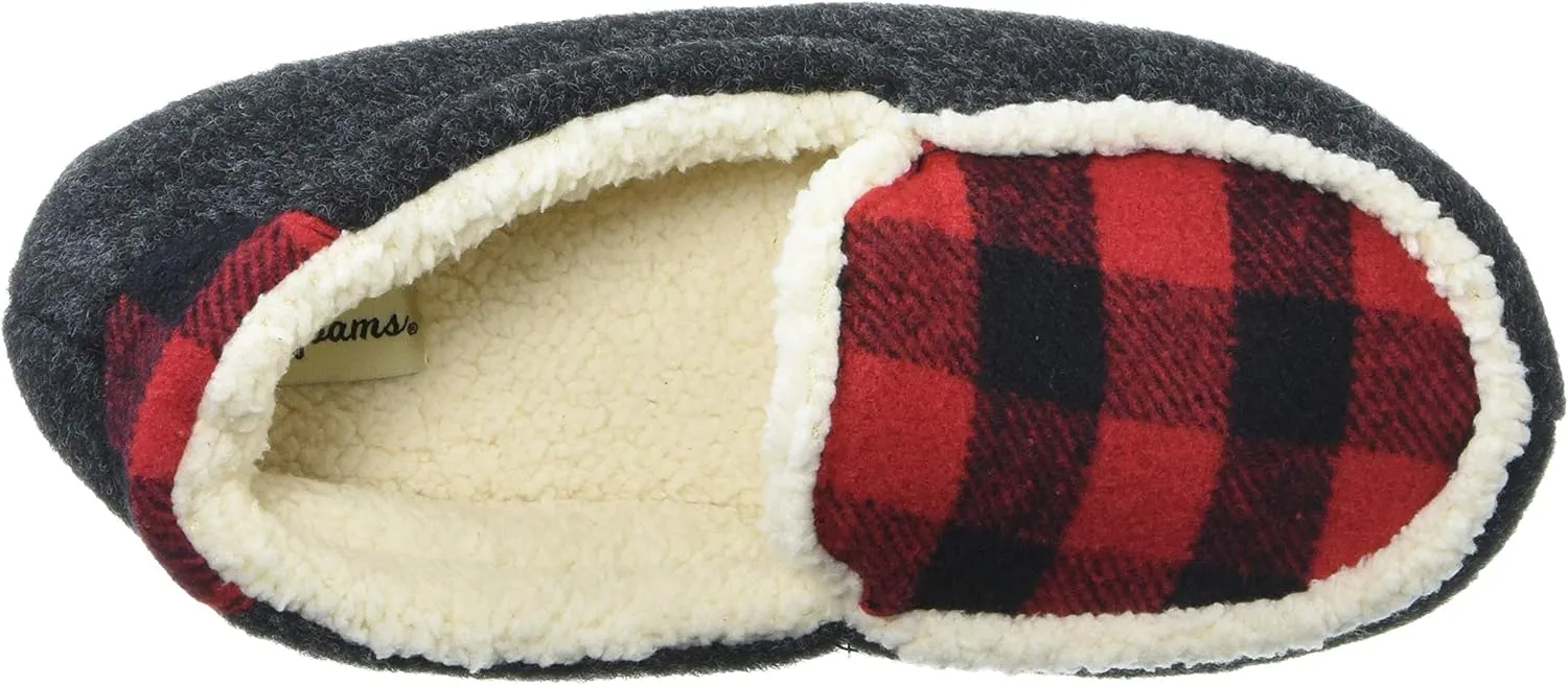 Dearfoams Kids' Hunter Felted Plaid Moccasin Slipper