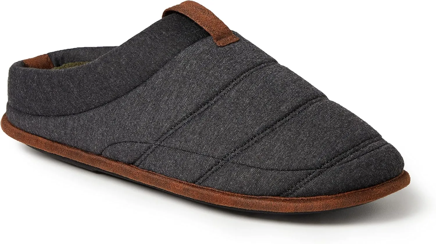 Dearfoams Men's Ashton Quilted Memory Foam Jersey Clog Slipper