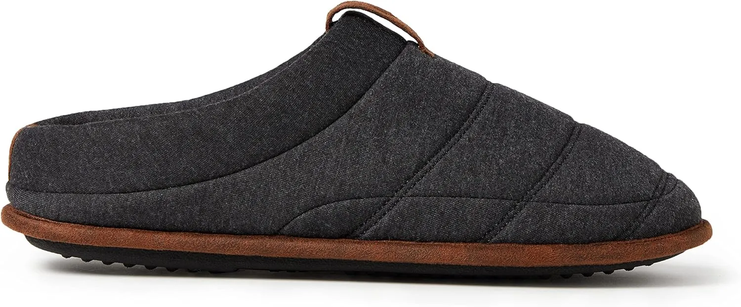 Dearfoams Men's Ashton Quilted Memory Foam Jersey Clog Slipper