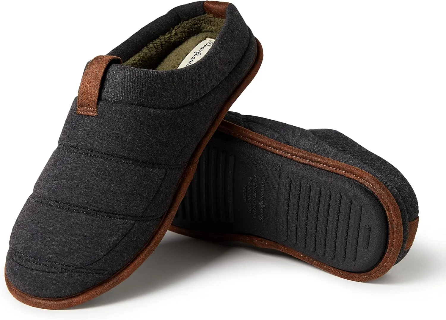 Dearfoams Men's Ashton Quilted Memory Foam Jersey Clog Slipper