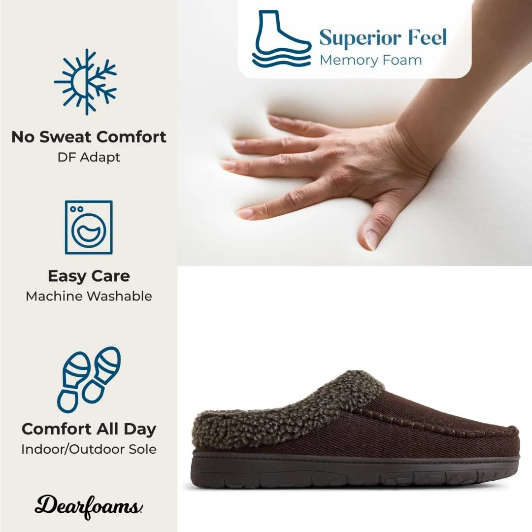 Dearfoams Mens Indoor/Outdoor Breathable Memory Foam Brendan Clog House Shoe Slipper with Wide Widths