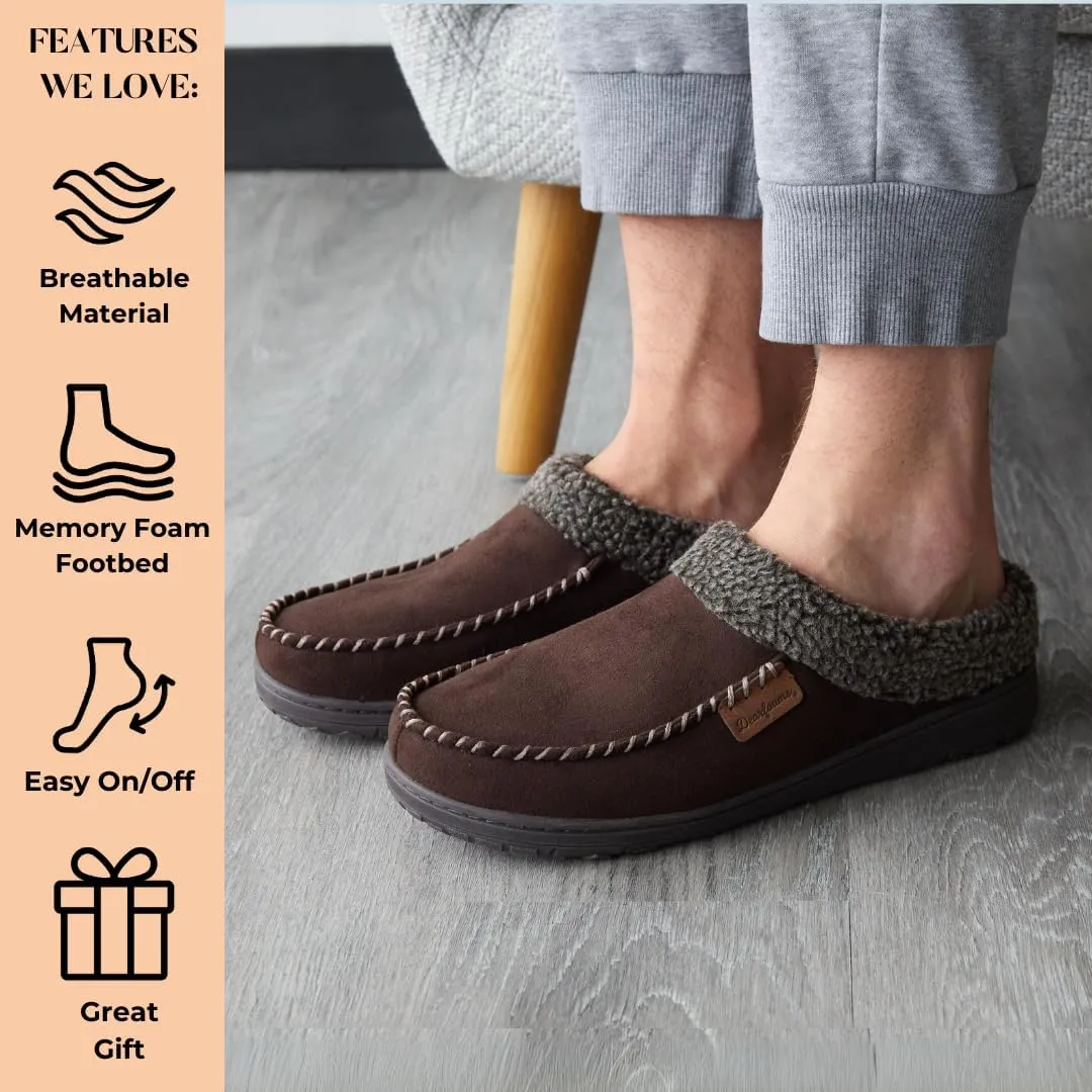 Dearfoams Mens Indoor/Outdoor Breathable Memory Foam Brendan Clog House Shoe Slipper with Wide Widths