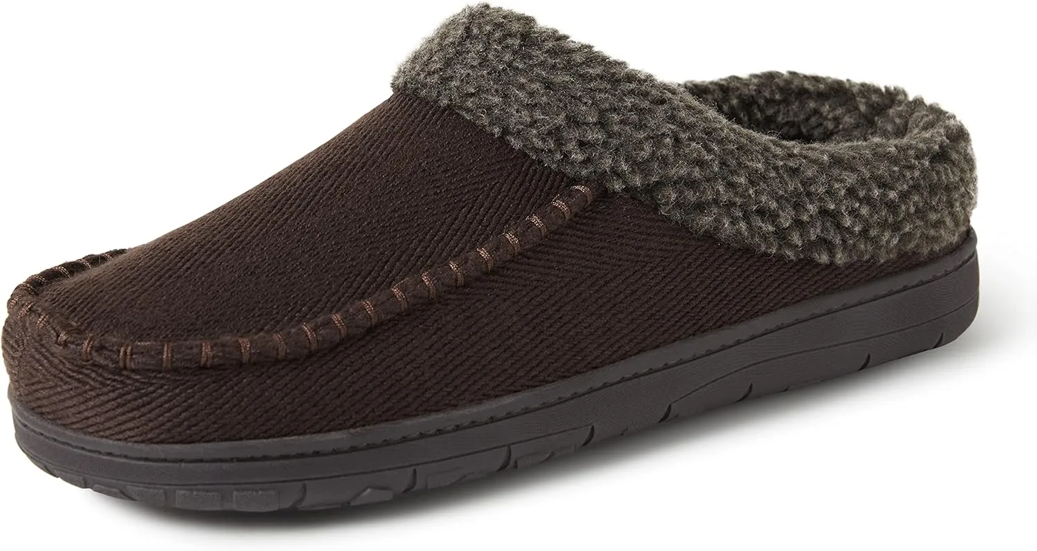 Dearfoams Mens Indoor/Outdoor Breathable Memory Foam Brendan Clog House Shoe Slipper with Wide Widths