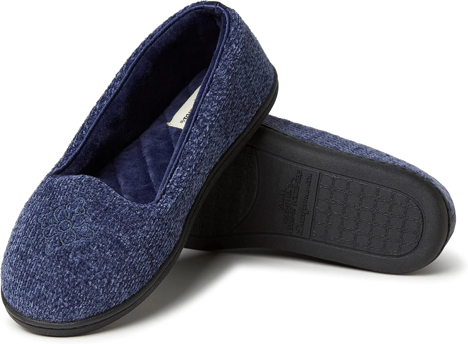 Dearfoams Women's Cozy Memory Foam Indoor Rebecca Closed Back House Ballet Slipper with Wide Widths